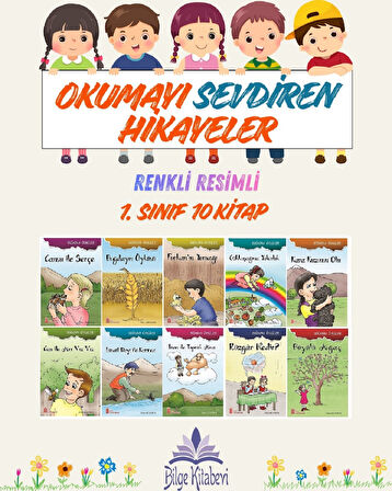 1. Sınıf Okumayı Sevdiren Renkli Resimli Hikayeler 10 - 10 Kitap
