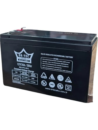 Or-Tec Ortec 12 V 7 Ah Siyah Kuru Akü Güvenilir Enerji Kaynağı Standart Özellikler ile Tarihli Yeni Ürün