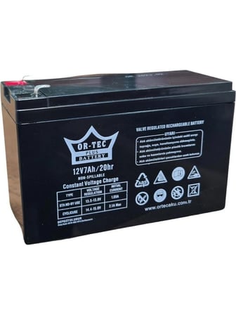 Or-Tec Ortec 12 V 7 Ah Siyah Kuru Akü Güvenilir Enerji Kaynağı Standart Özellikler ile Tarihli Yeni Ürün