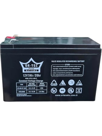 Or-Tec Ortec 12 V 7 Ah Siyah Kuru Akü Güvenilir Enerji Kaynağı Standart Özellikler ile Tarihli Yeni Ürün
