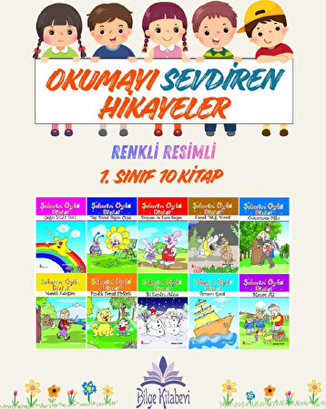 1.Sınıf Okumayı Sevdiren Renkli Resimli Hikayeler 2- 10 Kitap