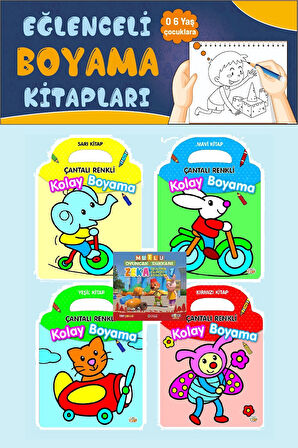 3-6 yaş Çantalı Renkli Kolay Boyama Seti (4 Kitap)