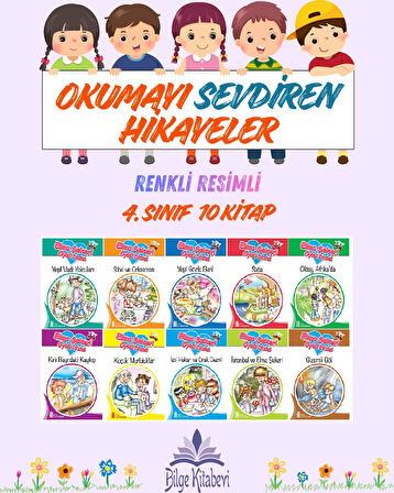 4.Sınıf Okumayı Sevdiren Renkli Resimli Hikayeler - 10 Kitap