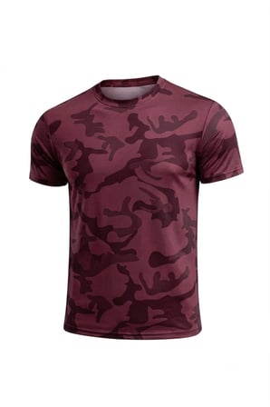 5'li Erkek Nem Emici Hızlı Kuruma Atletik Teknik Kamuflaj Desenli Spor T-shirt Siyah-Bordo-Lacivert-Mavi-Füme