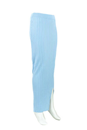 Oppland Kadın Kışlık Düz Renk Beli Lastikli Dar Kesim Likralı Pamuklu Dokuma Fitilli Triko Etek