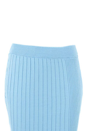 Oppland Kadın Kışlık Düz Renk Beli Lastikli Dar Kesim Likralı Pamuklu Dokuma Fitilli Triko Etek