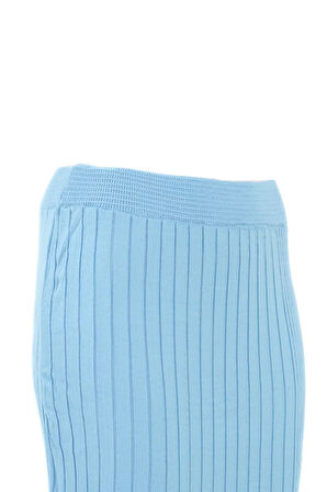 Oppland Kadın Kışlık Düz Renk Beli Lastikli Dar Kesim Likralı Pamuklu Dokuma Fitilli Triko Etek