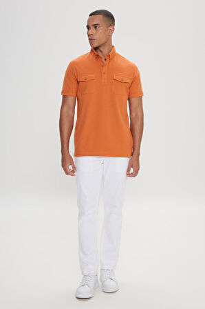 Slim Fit Dar Kesim %100 Pamuk Polo Yaka Tişört