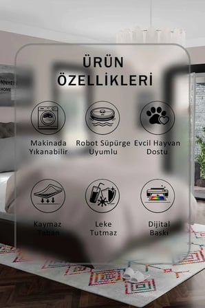 Yıkanabilir Kaymaz Taban Dijital Baskılı Halı ve Yolluk – Leke Tutmaz Salon & Mutfak Halısı
