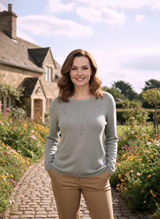 Oppland Kadın Kışlık Anne Kazak Mimoza Dokuma Yumuşacık Rahat Kesim Tam Kalıp Esnek