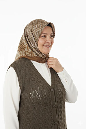 Oppland Kadın Kışlık Pamuklu Triko Klasik Örme Anne Yelek Düğmeli Çift Cepli Rahat Kesim Likralı