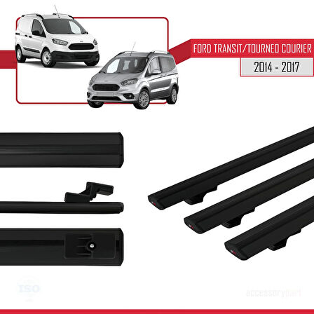 Ford Transit/Tourneo Courier Pre-Facelift 2014-2017 Arası ile Uyumlu BASIC Model Ara Atkı Tavan Barı Siyah 3 Adet