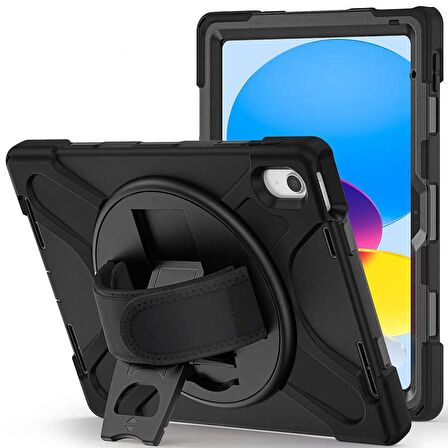 Smcase Apple iPad 10.9 (10.Nesil) 2022 Kılıf Tablet Tank Koruma Defender Standlı df2