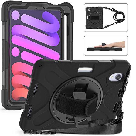 Smcase Apple iPad Mini 2021 6.Nesil Kılıf Tablet Tank Koruma Defender Standlı df22  Nano  Kalem