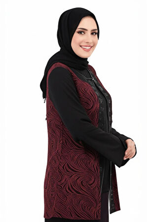 Oppland Kadın Likralı Sandy Buzi Kumaş 2 Li Anne Takım Önü Boncuklu ve Simli Tam Kalıp