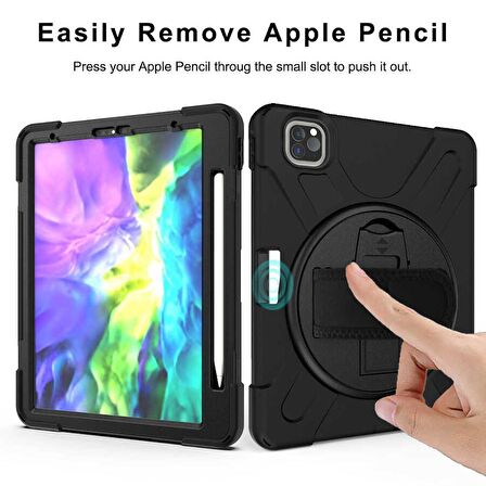 Smcase Apple iPad Pro 11 2020 12.9 inç Kılıf Tablet Tank Koruma Defender Standlı df3