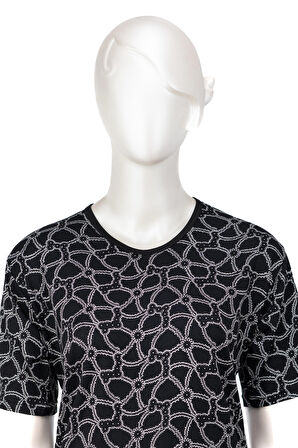 Oppland Kadın Turlu Viskon Penye Kumaş Anne Bluz Bahar Gülü Desenli Kısa Kollu Tam Kalıp Likralı