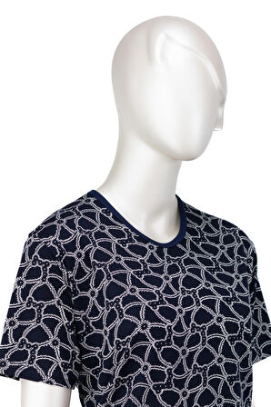 Oppland Kadın Turlu Viskon Penye Kumaş Anne Bluz Bahar Gülü Desenli Kısa Kollu Tam Kalıp Likralı