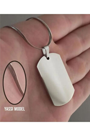 Parlak Paslanmaz Çelik Dogtag Isim Yazılan Asker Künyesi Erkek Kolye Zincir