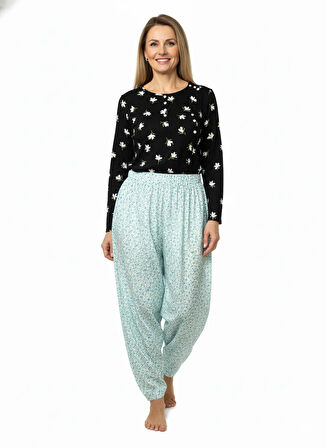 Oppland Kadın Kışlık Kadın Anne içlik Pijama Altı %100 Pamuk içi Miflonlu Beli Lastikli Rahat