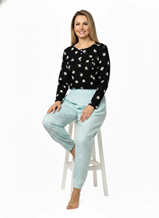 Oppland Kadın Kışlık Kadın Anne içlik Pijama Altı %100 Pamuk içi Miflonlu Beli Lastikli Rahat