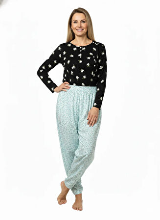Oppland Kadın Kışlık Kadın Anne içlik Pijama Altı %100 Pamuk içi Miflonlu Beli Lastikli Rahat