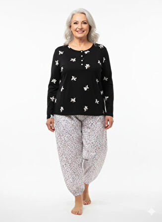 Oppland Kadın Kışlık Kadın Anne içlik Pijama Altı %100 Pamuk içi Miflonlu Beli Lastikli Rahat