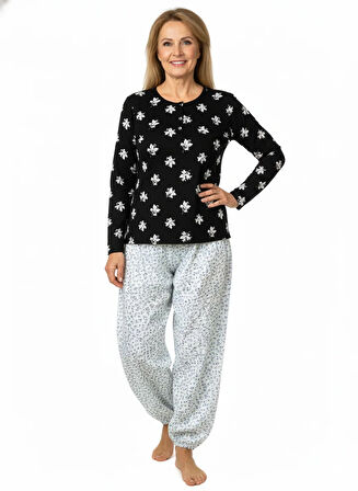 Oppland Kadın Kışlık Kadın Anne içlik Pijama Altı %100 Pamuk içi Miflonlu Beli Lastikli Rahat