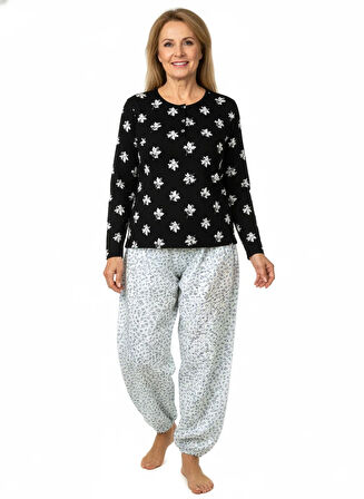 Oppland Kadın Kışlık Kadın Anne içlik Pijama Altı %100 Pamuk içi Miflonlu Beli Lastikli Rahat