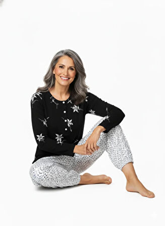 Oppland Kadın Kışlık Kadın Anne içlik Pijama Altı %100 Pamuk içi Miflonlu Beli Lastikli Rahat