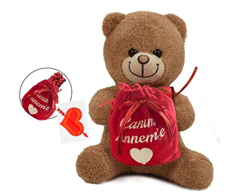 Çikolatalı "Canım ANNEM'e" Temalı Sevimli BOZ Ayı