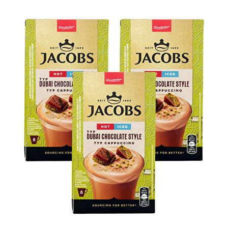 Jacobs Dubai Çikolatalı Cappuccino 19,5 gr 8 li x 3 Kutu (24 Adet)