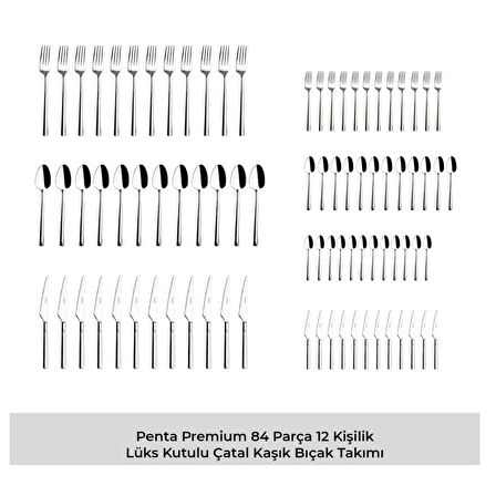  Emsan Penta 84 Parça Çatal- Kaşık- Bıçak Set-Sandıklı - 1 Emsan Penta 84 Parça Çatal- Kaşık- Bıçak Seti KUTULU
