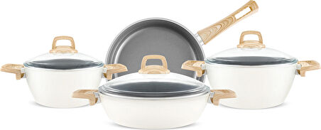 Karaca X Refika Birgül Swiss Crystal 7 Parça Tencere Seti Creamy