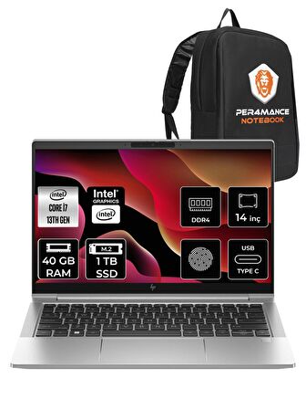 HP EliteBook 640 G10 i7-1355U 40GB RAM 1TB SSD 14'' FHD FDOS 8A571EA & PER4 ÇANTA