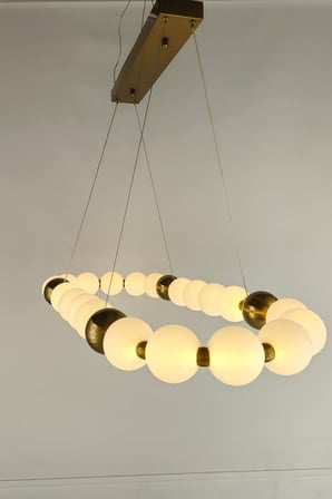 Lüks Tasarım İnci Sıralı Ledli Salon ve Yemek Masası Avizesi 