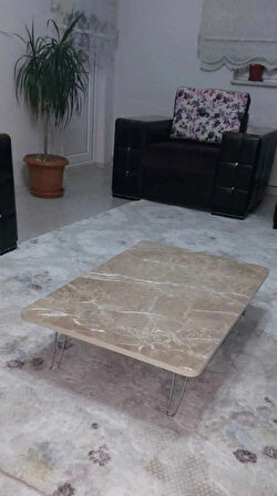 Ahşap Dikdörtgen Yer Sofrası-Hamur Açma Masası Kahverengi Mermer  60 x 90 cm