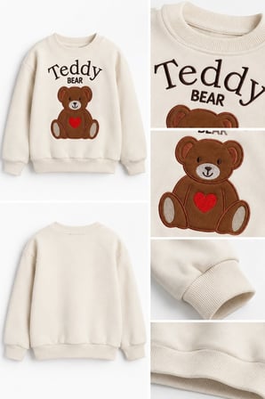 Çocuk Sweatshirt Uzun Kollu 3 İp Şardonlu