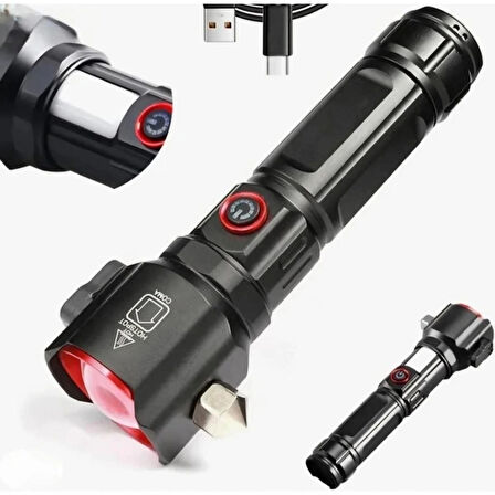 GoldSilver Gs-3400 TG Ledli Usb Şarj İle Çok Fonksiyonlu Yüksek Güç Led El Feneri