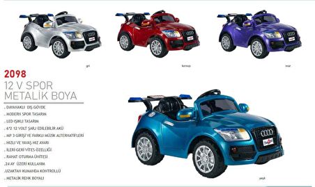 Baby2Go 2098 Audi 12V Sport Akülü Araba Uzaktan Kumandalı Metalik
