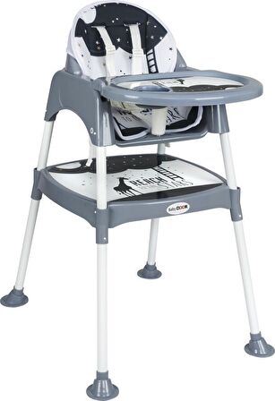 BabyDoor & Mama Star Çalışma Masalı Pedli Mama Sandalyesi Gri 3 in 1