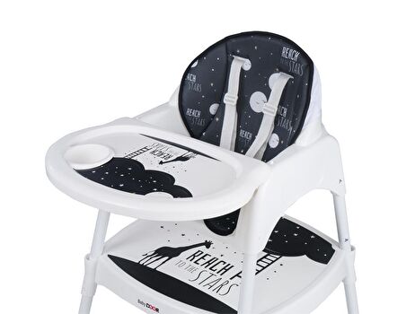 BabyDoor & Mama Star Çalışma Masalı Pedli Mama Sandalyesi Gri 3 in 1
