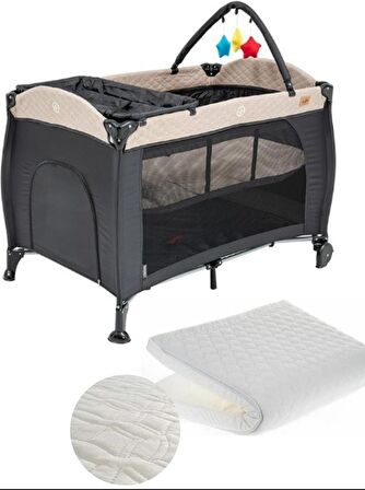 Baby2go 2350 Madrid 70X110cm Oyun Parkı yatak Hediyeli Bej