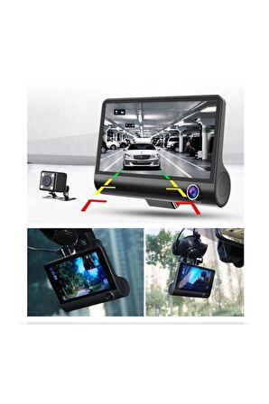 MB-400 3 Kameralı 1080P Yol Kayıt Araç Kamerası(TürkçeMenü+GeriGörüş+G-Sensör)Üç Kameralı Araç kamera