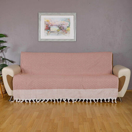 Buldan İşi Kaymaz Pamuklu Koltuk Örtüsü 170x210 Cm Koltuk Şalı Çekyat Kanepe Örtüsü - Kiremit 