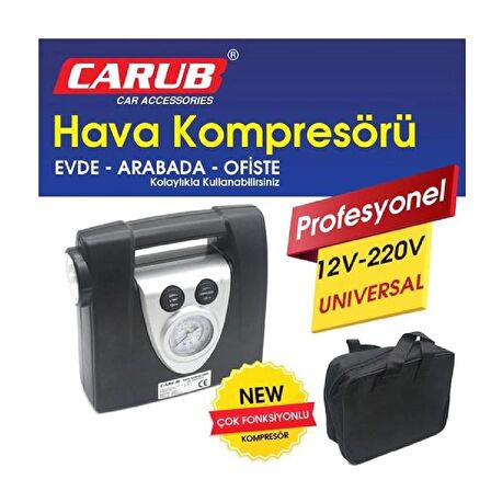 CARUB Hava Kompresörü Profesyonel 12-220V Çantalı