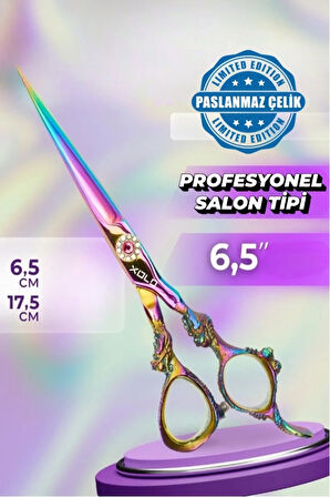 Rainbow XLQ502A Profesyonel Düz Makas 17 cm Paslanmaz Çelik İşlemeli Tasarım