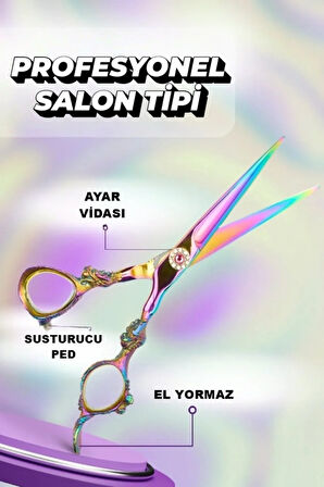 Rainbow XLQ502A Profesyonel Düz Makas 17 cm Paslanmaz Çelik İşlemeli Tasarım