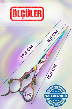 Rainbow XLQ502A Profesyonel Düz Makas 17 cm Paslanmaz Çelik İşlemeli Tasarım