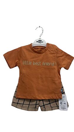 uğurböceğiçocuk 2'li Erkek Takım Little Best Friend Yazı Baskılı 24103
